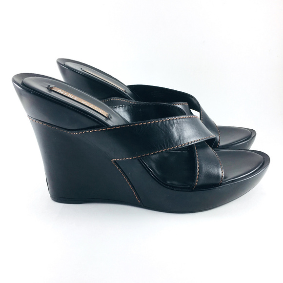 💥 SOLD 💥 Nine West MAYLIN Black Leather Wedge - Picture 5 of 7